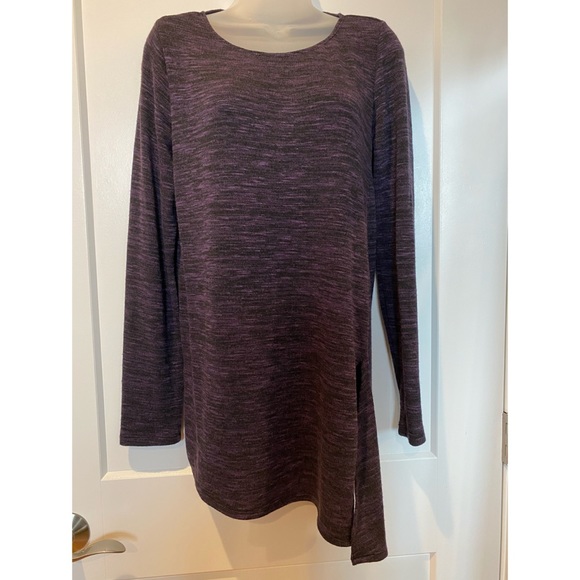 purple and black side tie, asymmetrical sweater - Picture 2 of 5